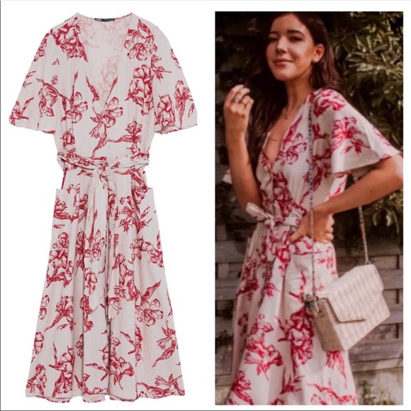 Zara Dresses & Skirts - Zara Floral linen Midi Dress SZ M
